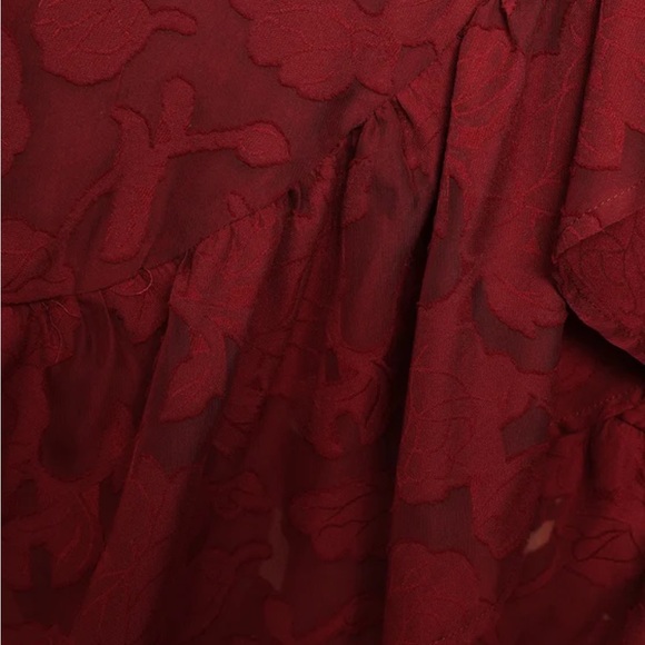 Lulus Blissfully Floral Midi Wrap Burgundy Dress - Picture 4 of 6